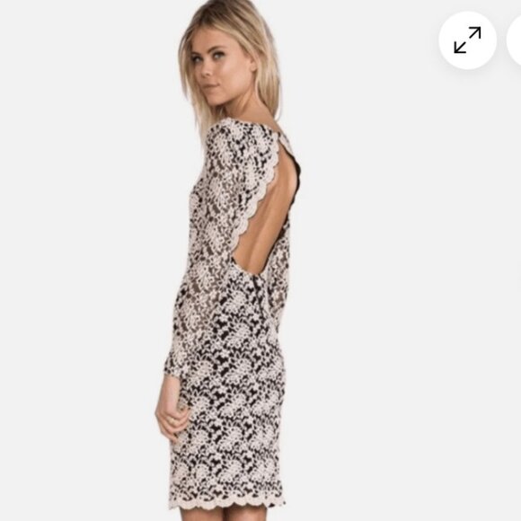 Alice + Olivia Dresses & Skirts - Alice + Olivia Backless Long Sleeve Black and Cream Lace Dress– Sz 4